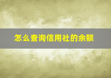 怎么查询信用社的余额