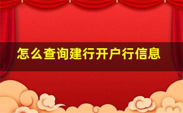 怎么查询建行开户行信息