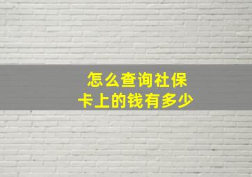 怎么查询社保卡上的钱有多少