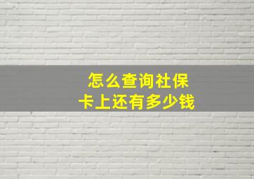 怎么查询社保卡上还有多少钱