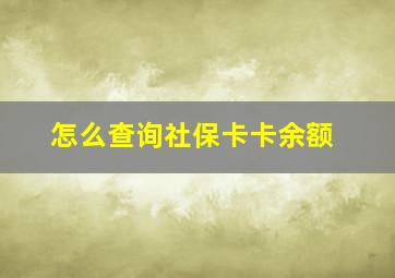 怎么查询社保卡卡余额