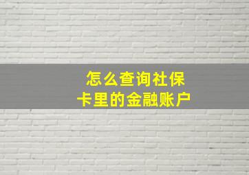 怎么查询社保卡里的金融账户