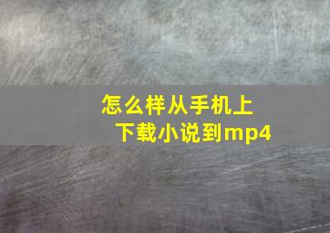 怎么样从手机上下载小说到mp4