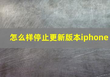 怎么样停止更新版本iphone