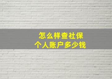 怎么样查社保个人账户多少钱