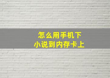 怎么用手机下小说到内存卡上