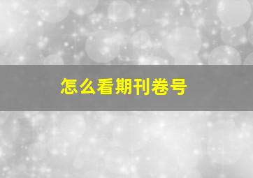 怎么看期刊卷号