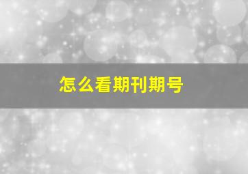 怎么看期刊期号