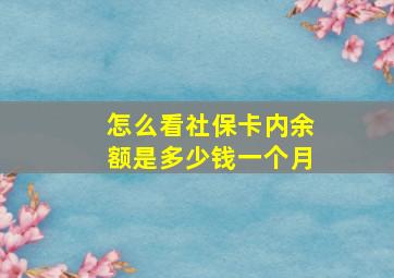 怎么看社保卡内余额是多少钱一个月