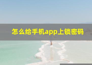 怎么给手机app上锁密码