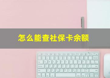 怎么能查社保卡余额