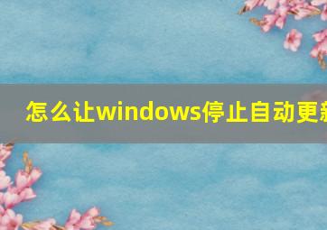 怎么让windows停止自动更新