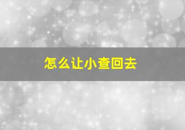 怎么让小查回去