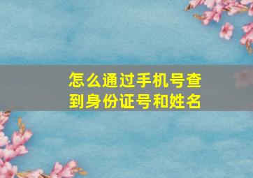 怎么通过手机号查到身份证号和姓名