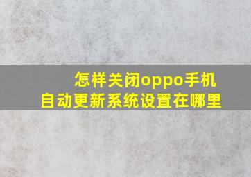 怎样关闭oppo手机自动更新系统设置在哪里