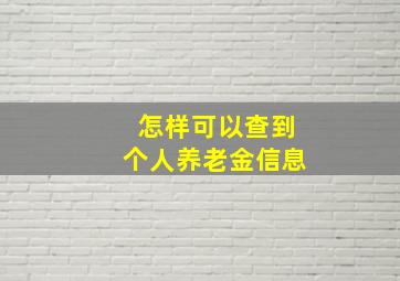 怎样可以查到个人养老金信息