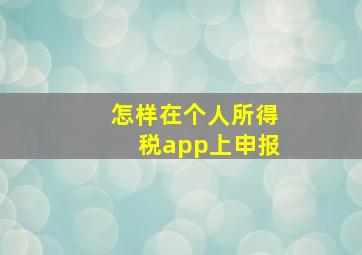 怎样在个人所得税app上申报