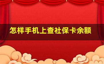 怎样手机上查社保卡余额