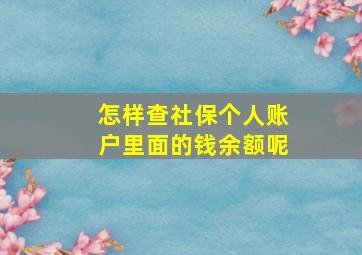 怎样查社保个人账户里面的钱余额呢