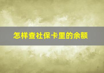 怎样查社保卡里的余额