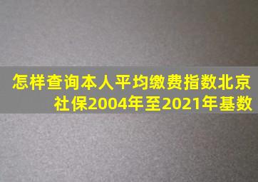 怎样查询本人平均缴费指数北京社保2004年至2021年基数