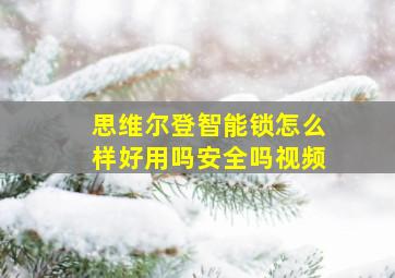 思维尔登智能锁怎么样好用吗安全吗视频