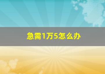 急需1万5怎么办