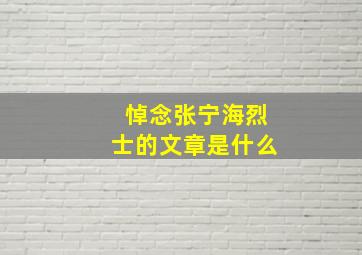 悼念张宁海烈士的文章是什么