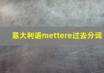 意大利语mettere过去分词