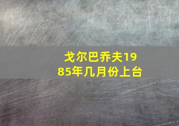 戈尔巴乔夫1985年几月份上台