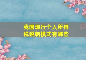 我国现行个人所得税税制模式有哪些