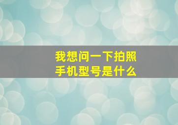 我想问一下拍照手机型号是什么