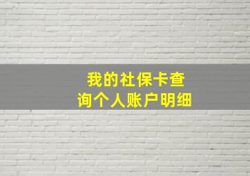 我的社保卡查询个人账户明细