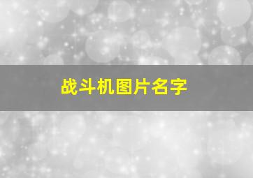 战斗机图片名字