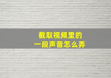 截取视频里的一段声音怎么弄