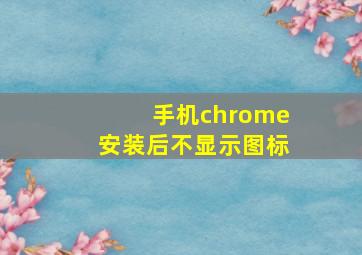 手机chrome安装后不显示图标