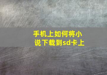 手机上如何将小说下载到sd卡上