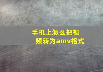 手机上怎么把视频转为amv格式