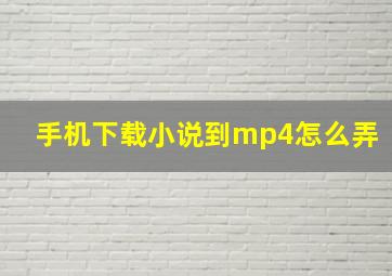 手机下载小说到mp4怎么弄