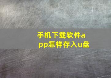 手机下载软件app怎样存入u盘