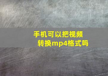 手机可以把视频转换mp4格式吗