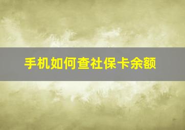 手机如何查社保卡余额