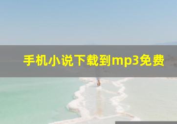 手机小说下载到mp3免费