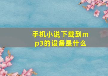 手机小说下载到mp3的设备是什么