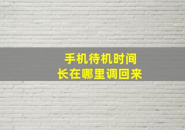 手机待机时间长在哪里调回来