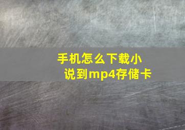 手机怎么下载小说到mp4存储卡