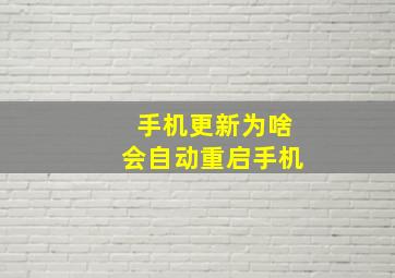 手机更新为啥会自动重启手机