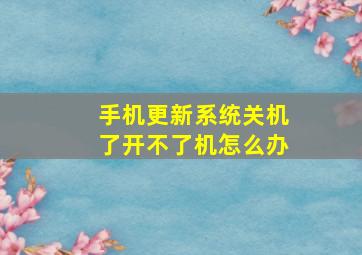 手机更新系统关机了开不了机怎么办