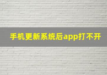 手机更新系统后app打不开