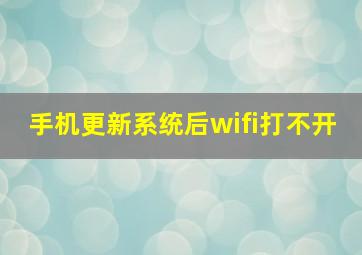 手机更新系统后wifi打不开